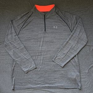Under Armour HeatGear Shirt Mens 3XL Gray 1/4 Zip Loose Long Sleeve 1242220